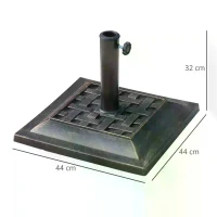 Outsunny 9kg Square Garden Parasol Base Holder - Resin Outdoor Market Umbrella Stand with Adjustable Coupler, Bronze(m-3)