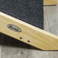 PawHut Escada de Madeira para Cães Dobrável 2 em 1 Rampa para Animais de Estimação Portátil com 4 Degraus para Acesso ao Sofá e Cama Alta 122x44x62cm Madeira Natural e Preto(m-12)