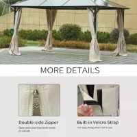 Outsunny Replacement Gazebo Curtains - 4-Panel Gazebo Side Panels Only, for 3 x 3 M Gazebos or Pergolas, Hooks/C-Rings Included, Beige(m-5)