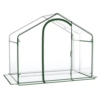Outsunny Walk In PVC Greenhouse Garden Outdoor Flower Planter Steel Frame w/ Zipped Door & Window 180 x 105 x 150CM White(m-1)