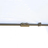Outsunny Tenda Dobrável Exterior 4,05x3,4x2,85m com Altura Ajustável Pérgola de Jardim Hexagonal com Teto Duplo Mosquiteiras Removíveis e Bolsa de Transporte para Festas Bege(m-11)