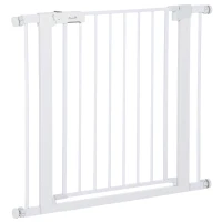 PawHut Barreira de Segurança para Cães Animais de Estimação 75-96cm para Escadas Portas e Corredores com Fechamento Automático Altura 76cm Branco(m-1)