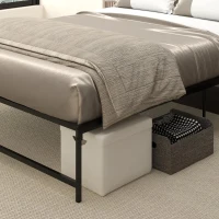 HOMCOM Estrutura de Cama Dupla de Metal para Colchão 135x190cm com Pés de 35cm Estrutura de Cama de Casal com Espaço em Baixo de Armazenamento 141,5x195x35cm Preto(m-9)