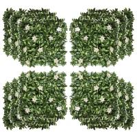Outsunny 12PCS Artificial Boxwood Wall Panels 50cm x 50cm Rhododendron Privacy Fence Screen Faux Hedge Greenery Backdrop for Home Garden Backyard Balcony(m-1)