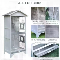 PawHut Wooden Outdoor Aviary Bird Cage w/ Stand for Sun Parakeet, African Gray Parrot, Cockatiels Large Play House Removable Bottom Tray(m-5)