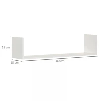 HOMCOM Set of 3 Wooden U-Shaped Floating Shelves Set Wall Mounted Hanging Bookshelf CD DVD Storage Display for Bedroom Living Room Kitchen, White(m-3)
