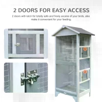 PawHut Wooden Outdoor Aviary Bird Cage w/ Stand for Sun Parakeet, African Gray Parrot, Cockatiels Large Play House Removable Bottom Tray(m-6)