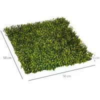 Outsunny 12PCS Artificial Boxwood Wall Panels 50cm x 50cm Grass Privacy Fence Screen Faux Hedge Greenery Backdrop Encrypted Milan Grass for Home Garden Backyard Balcony(m-3)