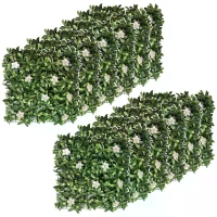 Outsunny 12PCS Artificial Boxwood Wall Panels 50cm x 50cm Rhododendron Privacy Fence Screen Faux Hedge Greenery Backdrop for Home Garden Backyard Balcony(m-11)