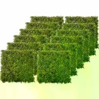 Outsunny 12PCS Artificial Boxwood Wall Panels 50cm x 50cm Grass Privacy Fence Screen Faux Hedge Greenery Backdrop Encrypted Milan Grass for Home Garden Backyard Balcony(m-11)