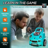HOMCOM Kids Truck Engine Toy Set, with Horn, Light, Car Key, for Ages 3-5 Years - Teal(m-7)