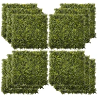 Outsunny 12PCS Artificial Boxwood Wall Panels 50cm x 50cm Grass Privacy Fence Screen Faux Hedge Greenery Backdrop Encrypted Milan Grass for Home Garden Backyard Balcony(m-1)
