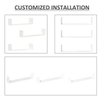 HOMCOM Set of 3 Wooden U-Shaped Floating Shelves Set Wall Mounted Hanging Bookshelf CD DVD Storage Display for Bedroom Living Room Kitchen, White(m-4)
