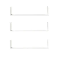 HOMCOM Set of 3 Wooden U-Shaped Floating Shelves Set Wall Mounted Hanging Bookshelf CD DVD Storage Display for Bedroom Living Room Kitchen, White(m-11)