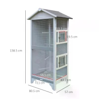 PawHut Wooden Outdoor Aviary Bird Cage w/ Stand for Sun Parakeet, African Gray Parrot, Cockatiels Large Play House Removable Bottom Tray(m-3)
