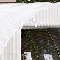 Outsunny Estufa de Túnel 600x300x200cm com Porta Enrolável 12 Janelas Cobertura de PE 140g/m² e Metal Galvanizado para Cultivos de Plantas Verduras Branco(m-11)