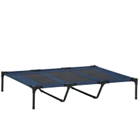 PawHut Cama para Animais de Estimação Cama Elevada para Cães Gatos com Tecido Transpirável para Dormir Relaxar Exterior Jardim Terraço 122x91x23cm Azul(m-1)