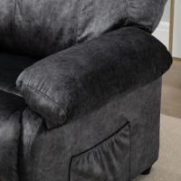 HOMCOM Poltrona Relax Reclinável com Apoio para os Pés Retrátil Encosto Alto Bolso Lateral Acolchoado Grosso 88x91x108 cm Preto(m-9)