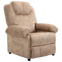 HOMCOM Poltrona Relax Reclinável com Apoio para os Pés Retrátil Encosto Alto Bolso Lateral Acolchoado Grosso 88x91x108 cm Bege(m-1)