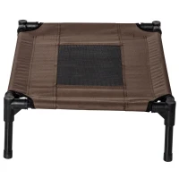 PawHut Cama para Animais de Estimação Cama Elevada para Cães Gatos Portátil Tecido Transpirável para Exterior Interior 64x46x18cm Marrom(m-8)
