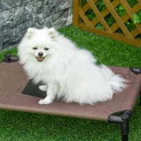 PawHut Cama para Animais de Estimação Cama Elevada para Cães Gatos Portátil Tecido Transpirável para Exterior Interior 64x46x18cm Marrom(m-9)