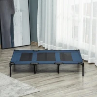 PawHut Cama para Animais de Estimação Cama Elevada para Cães Gatos com Tecido Transpirável para Dormir Relaxar Exterior Jardim Terraço 122x91x23cm Azul(m-2)