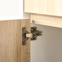 HOMCOM L-Shaped Corner Computer Desk Study Table PC Work w/ Storage Shelf Drawer Office, Oak and White(m-8)