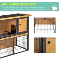 PawHut Guinea Pig Hutch Rabbit Hutch Wood-metal Elevated Pet House Bunny Cage with No-Leak Tray Ramp Openable Roof Outdoor 89.5 x 45 x 81cm Light Yellow(m-7)