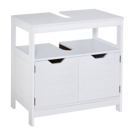 kleankin Armario para Debajo de Lavabo Gabinete de Baño con Estante 2 Puerta de Almacenamiento Resistente a la Humedad 60x30x60cm