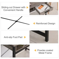 HOMCOM Study Desk with Open Shelves Drawer Writing Table Computer Desk Industrial Design Furniture for Home Office & Study Use Grey(m-6)