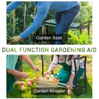 Outsunny 2-in-1 Garden Patio Seat Kneeling Pad Support Bench Foldable Knee Protector - Green(m-4)
