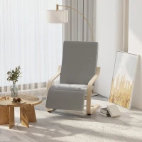 HOMCOM Sillón de Relax Silla de Relax Madera de Abedul Reposapiernas a 5 Niveles 66,5x83x100cm 2 Colores (Gris)(m-2)