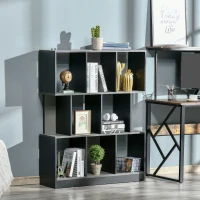 HOMCOM Bibliothèque étagère Meuble de Rangement 3 Niveaux Design Contemporain MDF E1 Bicolore Gris Noir(m-10)