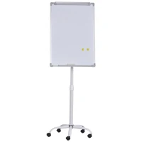 Vinsetto Pizarra Magnética con Ruedas Rotafolio con Caballete Móvil Ajustable en Altura Giratorio 360° Bandeja 5 Ruedas y Frenos Soporte de Metal 62x60x162-194 cm Blanco(m-1)