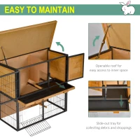 PawHut Guinea Pig Hutch Rabbit Hutch Wood-metal Elevated Pet House Bunny Cage with No-Leak Tray Ramp Openable Roof Outdoor 89.5 x 45 x 81cm Light Yellow(m-6)