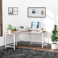HOMCOM L-Shaped Corner Desk Computer Desk PC Workstation Home Office Three Worktop Writing Table 76x150cm Oak(m-12)
