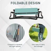 Outsunny 2-in-1 Garden Patio Seat Kneeling Pad Support Bench Foldable Knee Protector - Green(m-5)