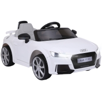 HOMCOM Audi TT Eléctrico Infantil Coche Juguete Niño 3 Años+ con Mando a Distancia con Música y Luces Batería 6V Doble Puerta Carga 30kg Color Blanco
