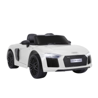 HOMCOM Coche Eléctrico Audi R8 con Mando a Distancia MP3 USB Luces y Sonidos Apertura de Puerta para Niño mayores de 3 años 123x71x49cm Carga 30kg Color Blanco