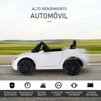 HOMCOM Coche Eléctrico para Niños +3 Años Automóvil LEXUS LC500 Control Remoto y Manual con Música Bocina y Faros Soporta Máx.30 kg 106x63x44cm Blanco(m-6)