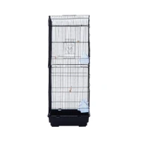 PawHut Jaula para Pájaros Pajarera con 2 Puertas 4 Comederos y 3 Perchas Columpio Asa de Transporte para Loro Canario Periquito Marco Metálico 47,5x36x91 cm Negro(m-8)