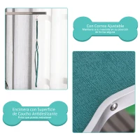 PawHut Mesa de Aseo para Mascotas Plegable Mesa Peluquería Canina Altura Ajustable Forma de Hueso con Cesta Caucho Acero 94,5x55,3x80,6 cm Verde(m-7)