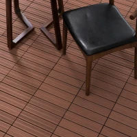 Outsunny Set Piastrelle per Esterno Incastrabili per Pavimentazione Marrone 11 Pezzi 30x30x2.2cm(m-2)