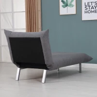HOMCOM Poltrona Divano Chaise Lounge Letto Multifunzionale 2 in 1 Relax Tessuto di Lino 80×153×84cm(m-8)