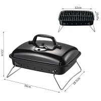 Outsunny Barbecue a Carbonella da Tavolo in Ferro Porcellana con Coperchio Nero(m-7)