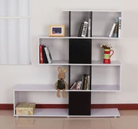 HOMCOM Libreria Stile Vintage con 4 Ripiani a Forma di S Facile da Montare e Smontare in Pannelli di Particelle Bianco e Nero 124,5x30x144cm(m-2)