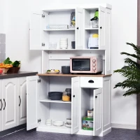 Homcom Armadio Dispensa con Pensili da Cucina Bianco e Rovere 101 x 39 x 180 cm(m-2)