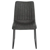 HOMCOM Set 2 Sedie Classiche Imbottite per Soggiorno, Cucina o Sala da Pranzo in Similpelle Grigie, 47x59.5x86cm(m-4)