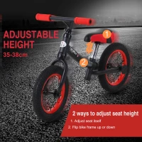 Homcom Bicicletta Senza Pedali Nera e Rossa, Bici Equilibrio per Bambini 2-5 anni con Sellino e struttura Regolabile(m-5)