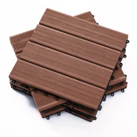 Outsunny Set Piastrelle per Esterno Incastrabili per Pavimentazione Marrone 11 Pezzi 30x30x2.2cm(m-1)